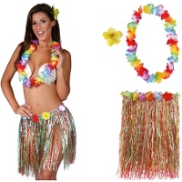Ensemble Hawaïen avec jupe - 3 pièces