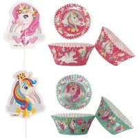 Capsules et pics à cupcakes licorne - 24 unités