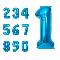 Ballon bleu à chiffres 65 cm - Ambre