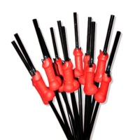 Paille avec pénis de diable - 12 pcs.