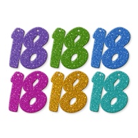 Grand numéro de paillettes eva en couleurs assorties 18 - 6 pcs.