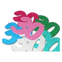Grand numéro de paillettes eva glitter en couleurs assorties 30 - 6 pièces