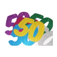 Grand numéro de paillettes eva en couleurs assorties 50 - 6 pcs.