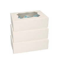 Boîte à cupcakes blanche pour 6 cupcakes 24 x 16,5 x 7,5 cm - FunCakes - 3 pcs.
