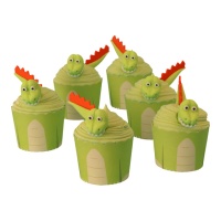 Set de décoration de cupcake dinosaure - PME - 6 unités