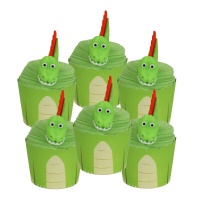 Set de décoration de cupcake dinosaure - PME - 6 unités