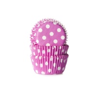 Mini capsules à cupcakes fuchsia à pois - Maison de Marie - 60 unités