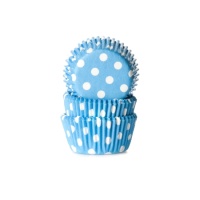 Capsules pour mini cupcakes bleus à pois - Maison de Marie - 60 pcs.