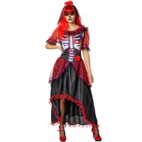 Costume de Catrina rouge et violet pour femmes