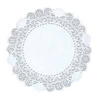 Napperon rond en papier blanc de 35 cm - 5 pcs.