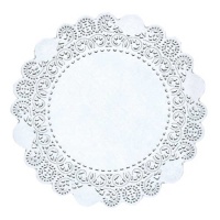 Napperon rond en papier blanc de 40 cm - 5 pcs.