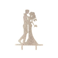 Décor acrylique argenté pour la silhouette des mariés - Pastkolor