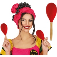 Maraca en bois rouge de 20 cm - 1 unité