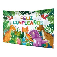 Décor mural dino joyeux anniversaire 1,20 x 0,68 m