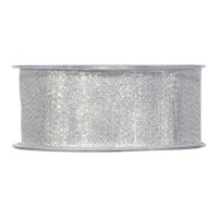 Ruban décoratif argenté Glam 3,8 cm - 20 m