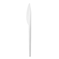 Couteaux blancs de 17 cm en plastique réutilisable - 100 pièces.