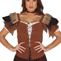 Gilet médiéval marron pour femme