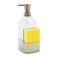 Distributeur de savon transparent avec porte-éponge