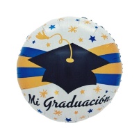 Ballon de graduation bleu et jaune de 45 cm