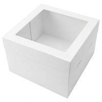 Boîte blanche à gâteau de 20 x 20 x 20 cm avec fenêtre transparente sur le dessus