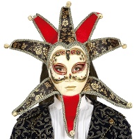 Masque vénitien rouge et noir pour femme