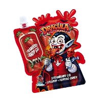 Sucette avec poudres et gel fraise Drácula - 30 g