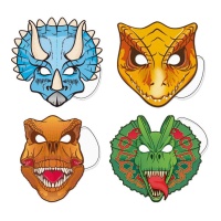 Masques de dinosaures assortis - 6 pièces.