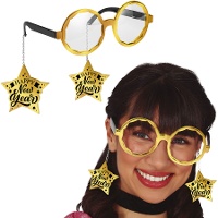 Lunettes dorées « Bonne Année » avec étoiles