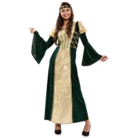 Costume de femme médiévale vert foncé