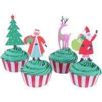Capsules à cupcake avec picots de Noël en forme de Père Noël - 24 pcs.