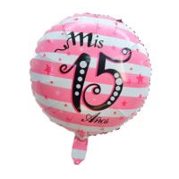 Ballon d'anniversaire rose Mon 15e anniversaire 45 cm