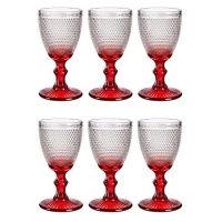 Verre à eau de 240 ml avec points et base rouge - 6 pcs.