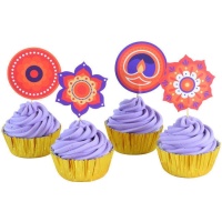 Capsules pour cupcakes et pics de Happy Diwali - 24 pcs.