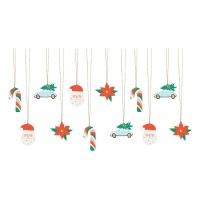 Pendentifs décoratifs Père Noël - 12 unités