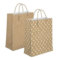 Sac cadeau de Noël 32 x 26 x 10 cm couleur kraft - 1 pc.