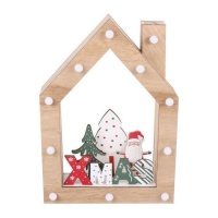 Maison de Noël en bois avec lumière 21 x 6 x 30 cm