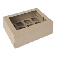 Boîte pour 12 mini cupcakes couleur kraft 22,9 x 16,5 x 9 cm - Maison de Marie - 2 unités
