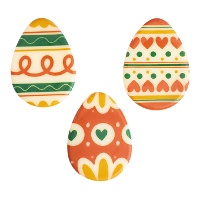 Œufs de Pâques en chocolat blanc décorés de 3,5 x 2,6 cm - 135 unités