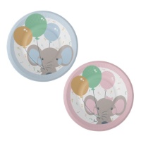 Assiettes bébé éléphant 17 cm - 8 pcs.