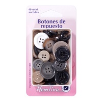 Boutons de rechange en tailles et couleurs assorties - Ourlet - 40 pcs.