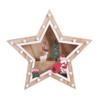 Étoile de Noël en bois avec lumière 35 x 6,5 x 34 cm