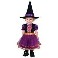 Costume de sorcière avec bordure orange pour bébé