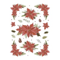 Poinsettia en papier de riz 29,7 x 42,5 cm - Artis decor - 1 pc.