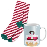 Set cadeau mug et chaussettes de Noël du Père Noël