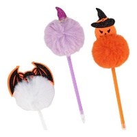 Stylo d'Halloween avec pompon - 1 unité