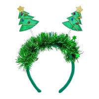 Bandeau en forme d'arbre de Noël avec ressorts et guirlandes