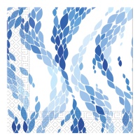 Serviettes de table vagues bleues 16.5 x 16.5 cm - 20 pièces