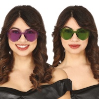 Lunettes sans bord en forme de coeur, couleurs assorties