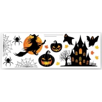Stickers de décoration murale Silhouette d'Halloween - 16 pcs.
