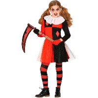 Costume d'arlequin à losanges rouges pour fille